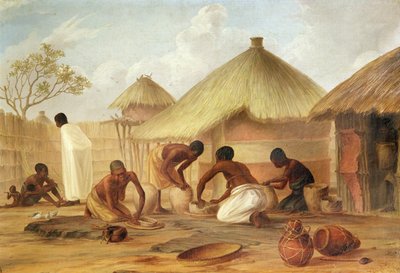 Fabrication de sucre à Katipo - Fabrication des panellas ou pots pour le contenir, 1859 - Thomas Baines